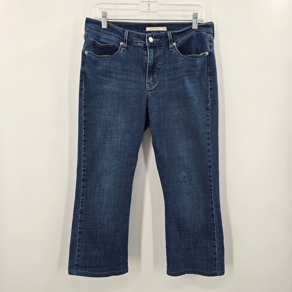 Levis Classic Bootcut Capri Jeans Womens 8 Dark Wash Blue Stretch Denim Mid Rise